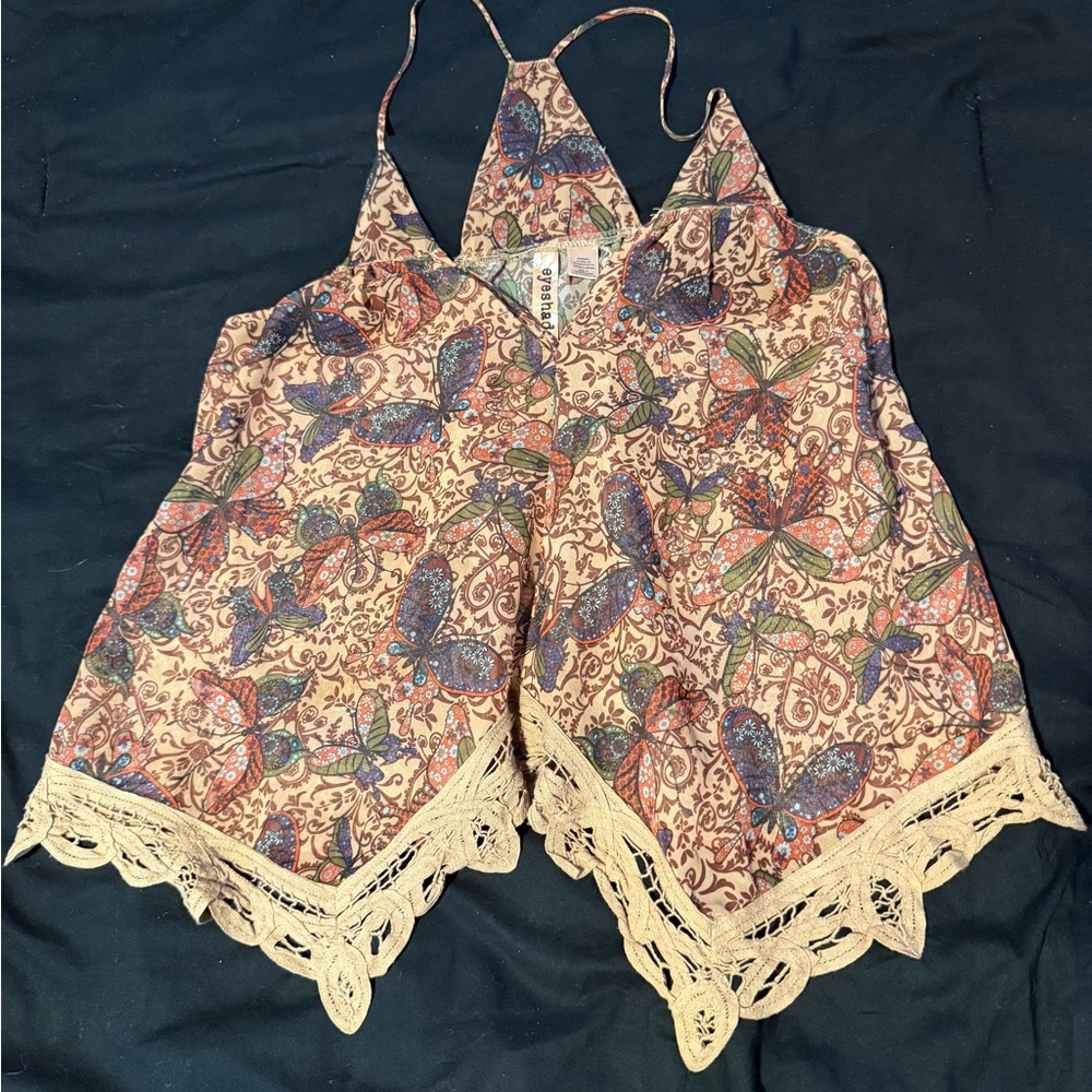 3 for $15! ✨ Eyeshadow Beige Butterfly Print Crochet-Trim Cami ✨ Bundle SALE!